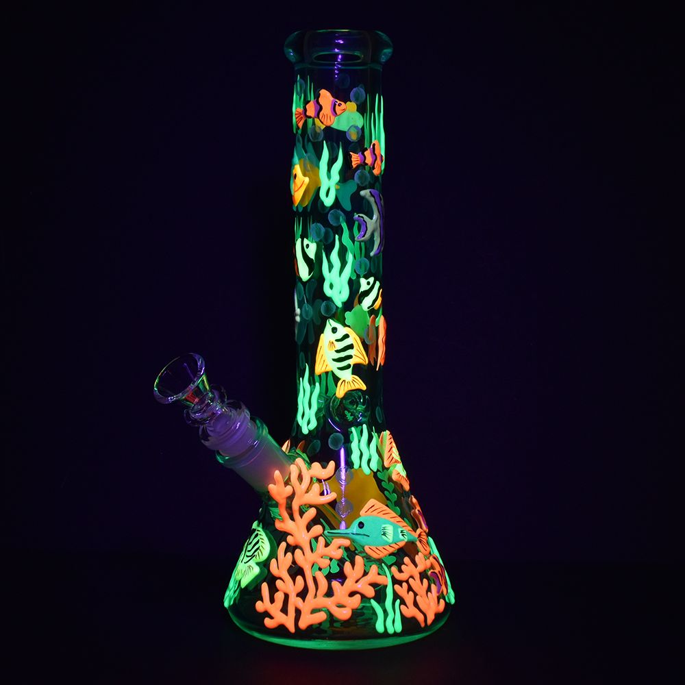 Reef Riot Glow In The Dark 10 inch Beaker Bong