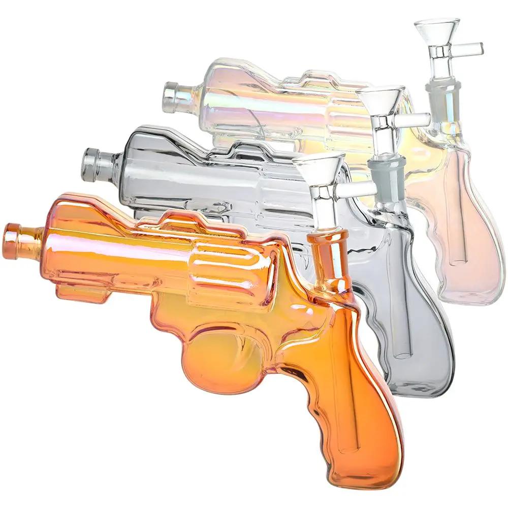 Revolver Handgun Electroplated Glass Bong - inhalco