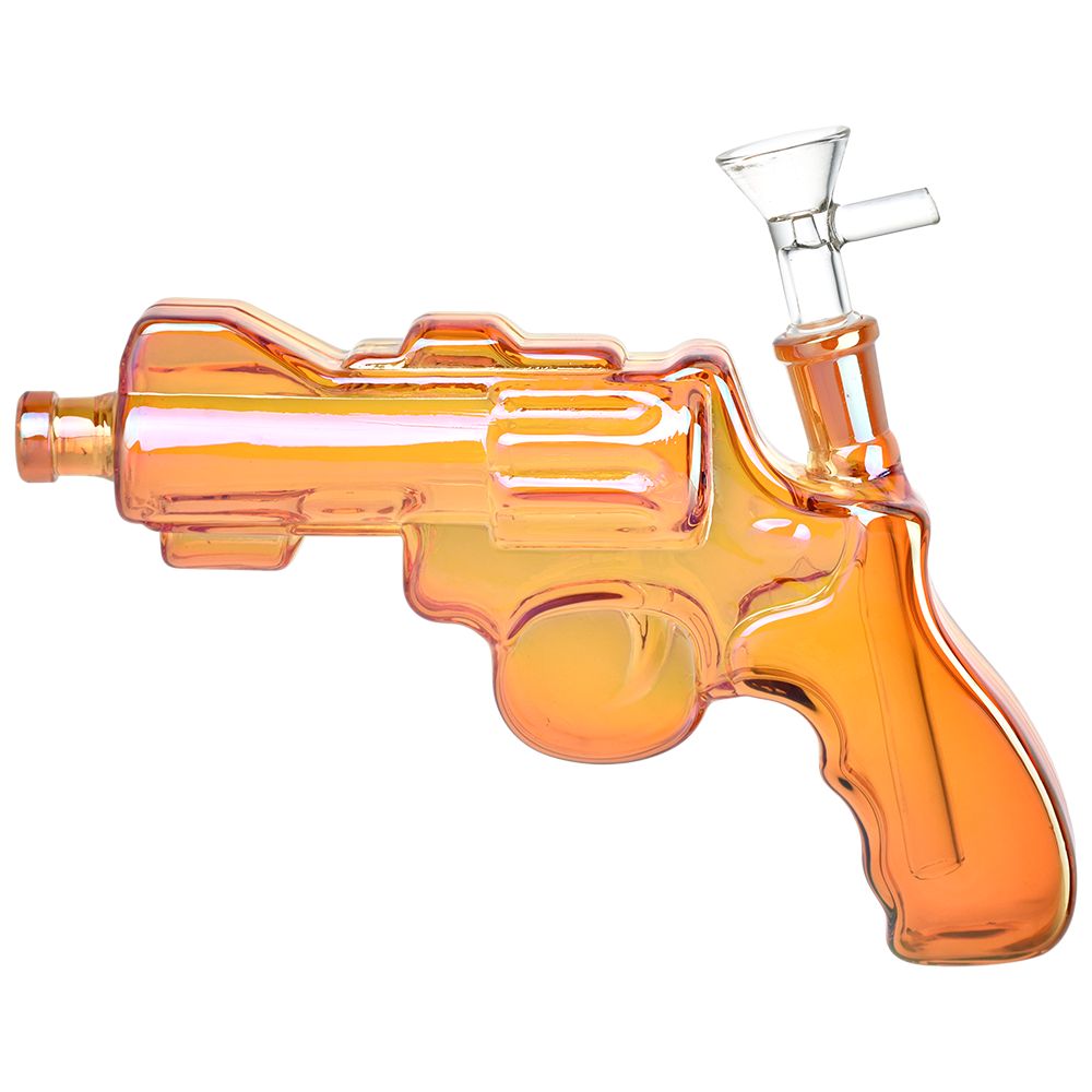 Revolver Handgun Electroplated Glass Bong - inhalco