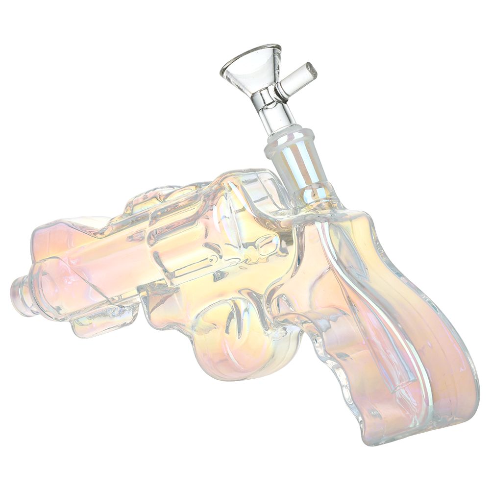 Revolver Handgun Electroplated Glass Bong - inhalco