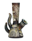 Sacred Elephant Black Etched Water Pipe  - inhalco