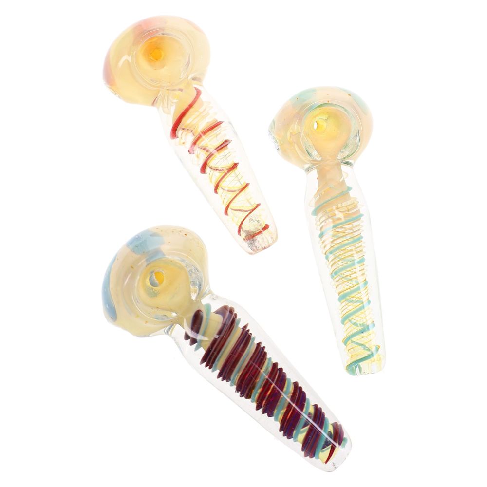 Silver Fumed Spiral Bubble Spoon Pipe
