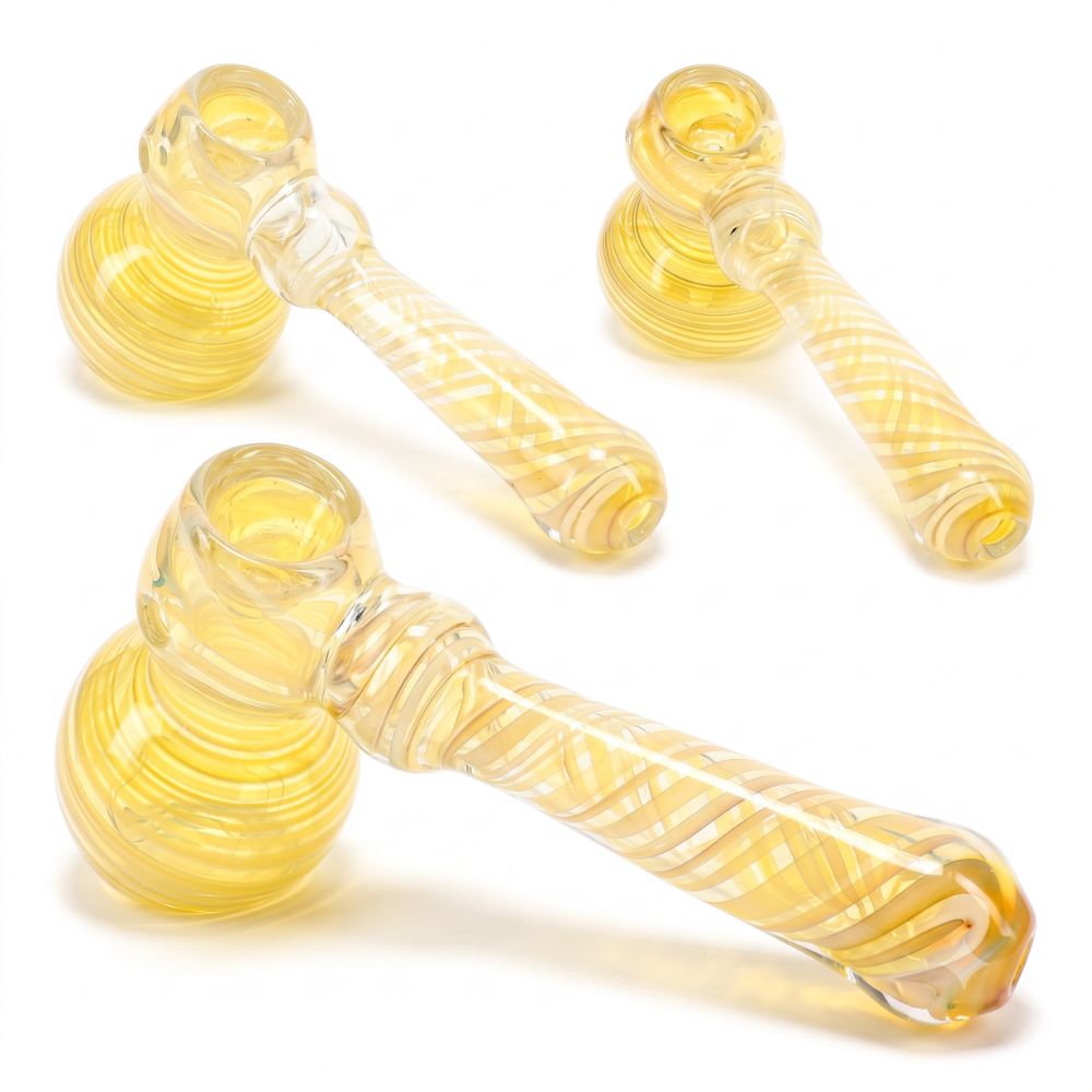 Silver Fumed Swirl Glass Hammer Bubbler