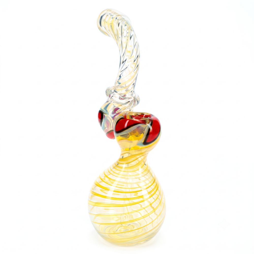 Silver Fumed Swirl Glass Sherlock Bubbler 8″ 