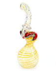 Silver Fumed Swirl Glass Sherlock Bubbler 8″ 
