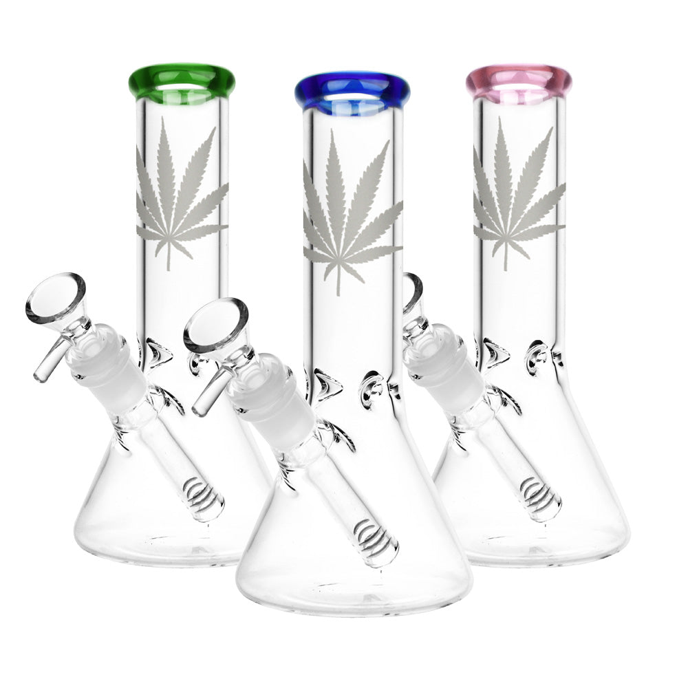 Silver-Hemp-Leaf-Glass-Beaker-Bong
