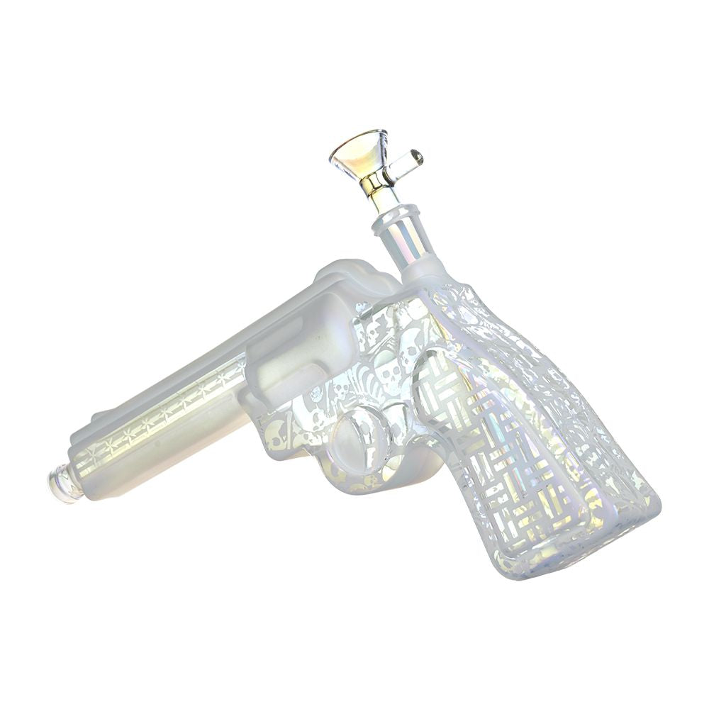 Six Gun A-Blazin&#39; Electroplated Glass Pistol Bubbler