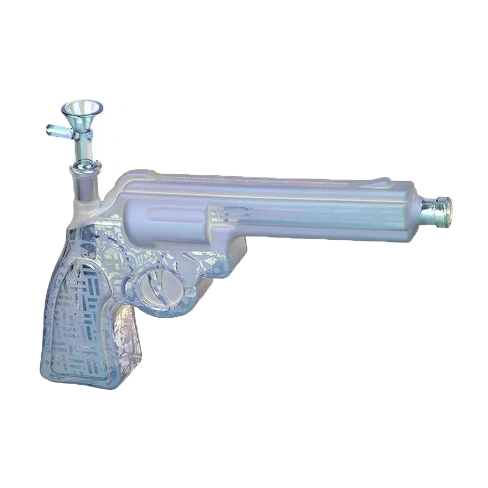 Six Gun A-Blazin&#39; Electroplated Glass Pistol Bubbler