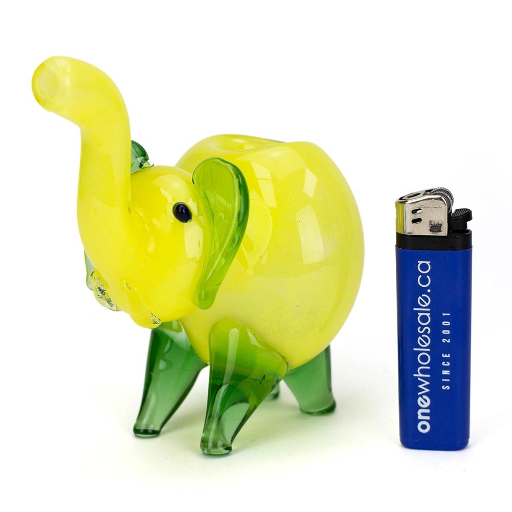 Standing Colored Elephant Glass Hand Pipe