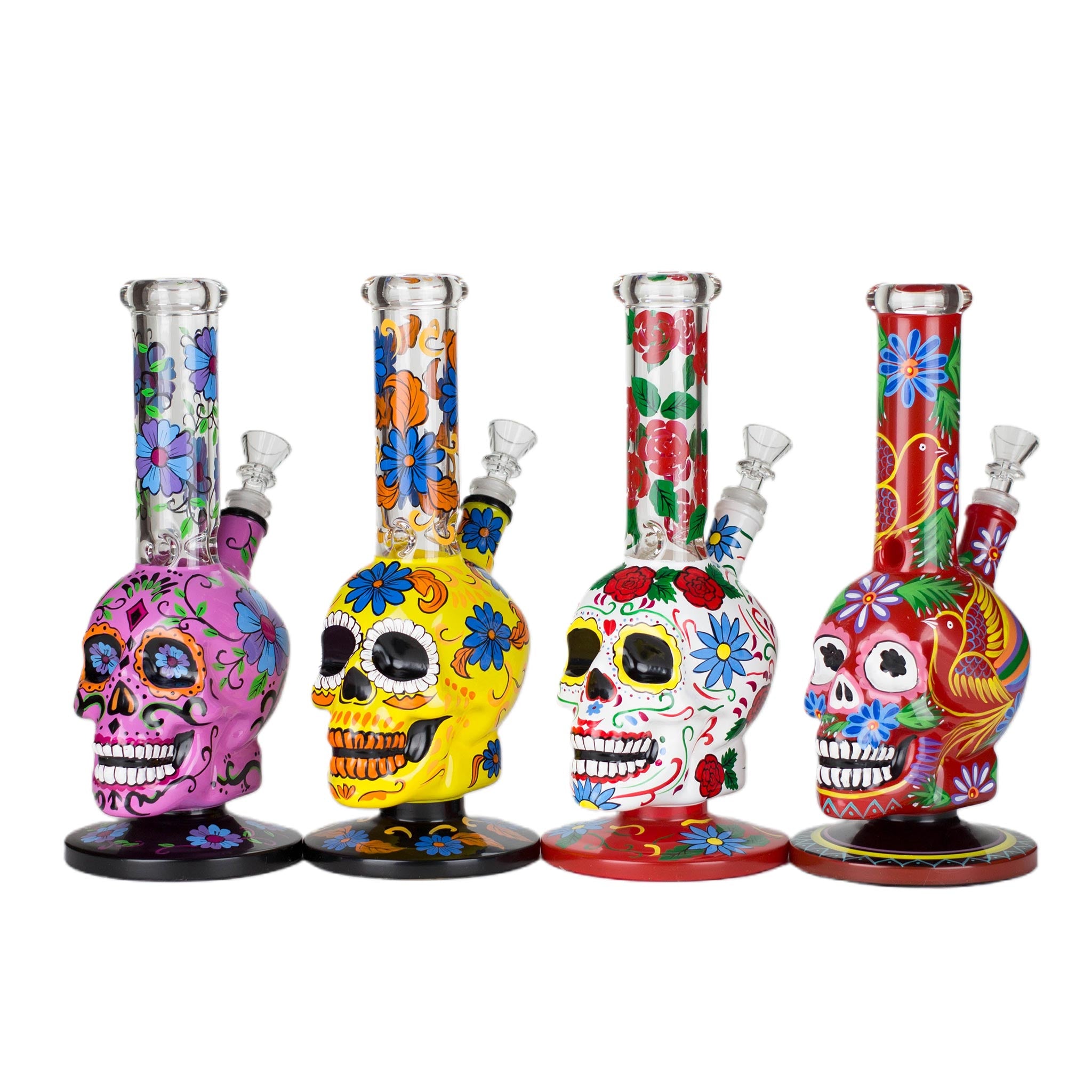 10" Sugar Skull Water Pipes - inhalco