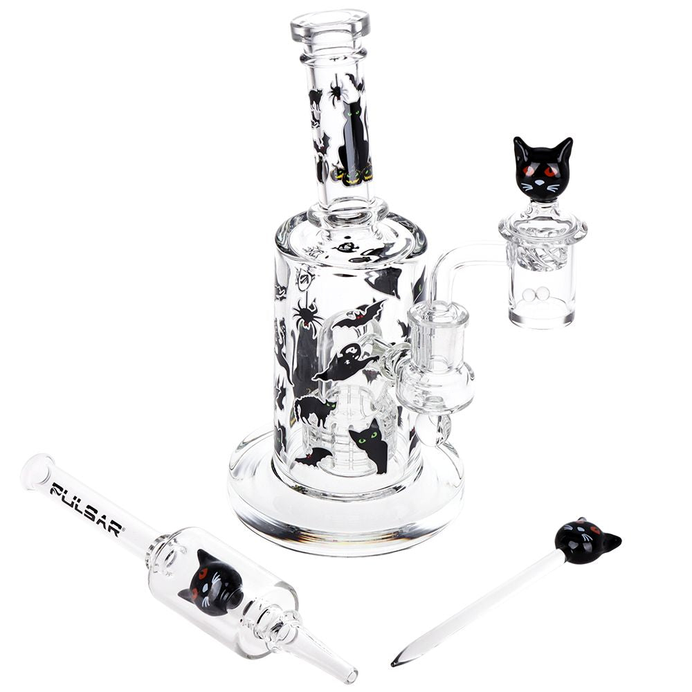 Superstitious Kitty Glass Dab Rig Set 8" 