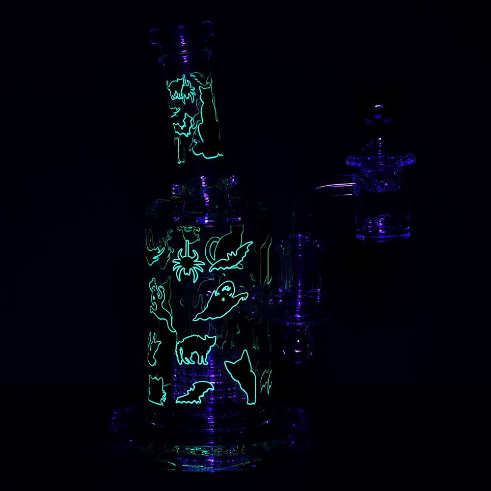 Superstitious Kitty Glass Dab Rig Set 8" 
