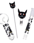 Superstitious Kitty Glow Glass Herb Pipe Duo 9.75"