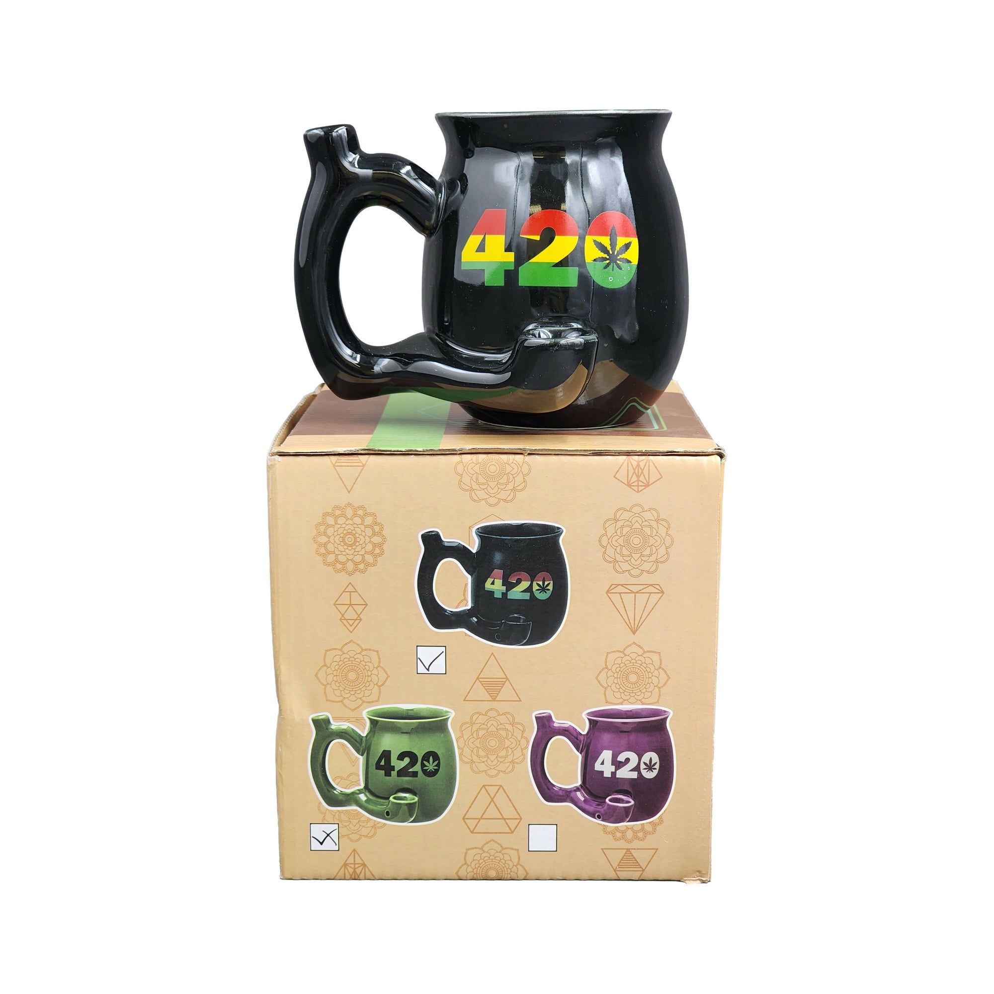 420 Black Mug with Rasta Colors