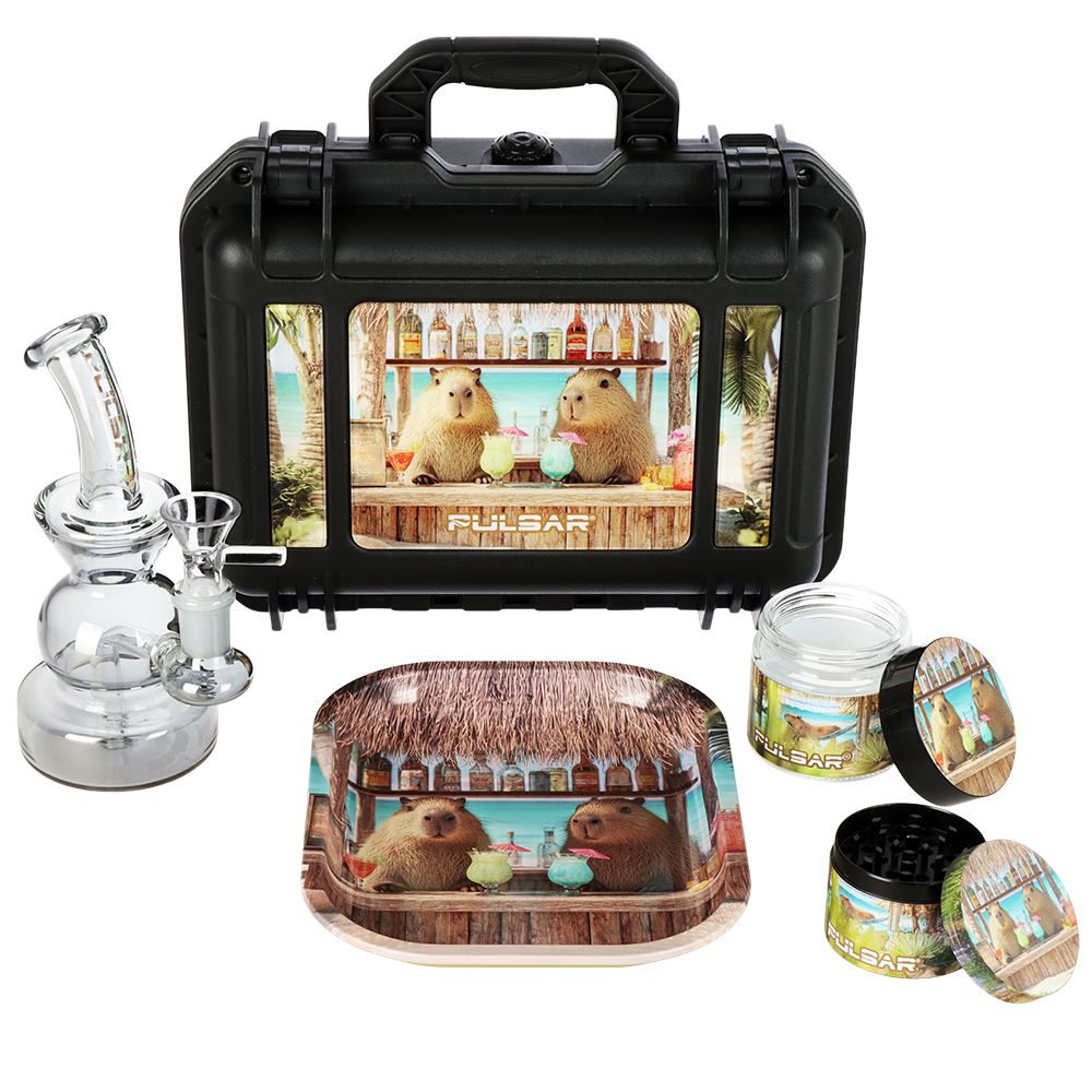 Pulsar Bent Neck Water Pipe Smoker's Hard Case Travel Set