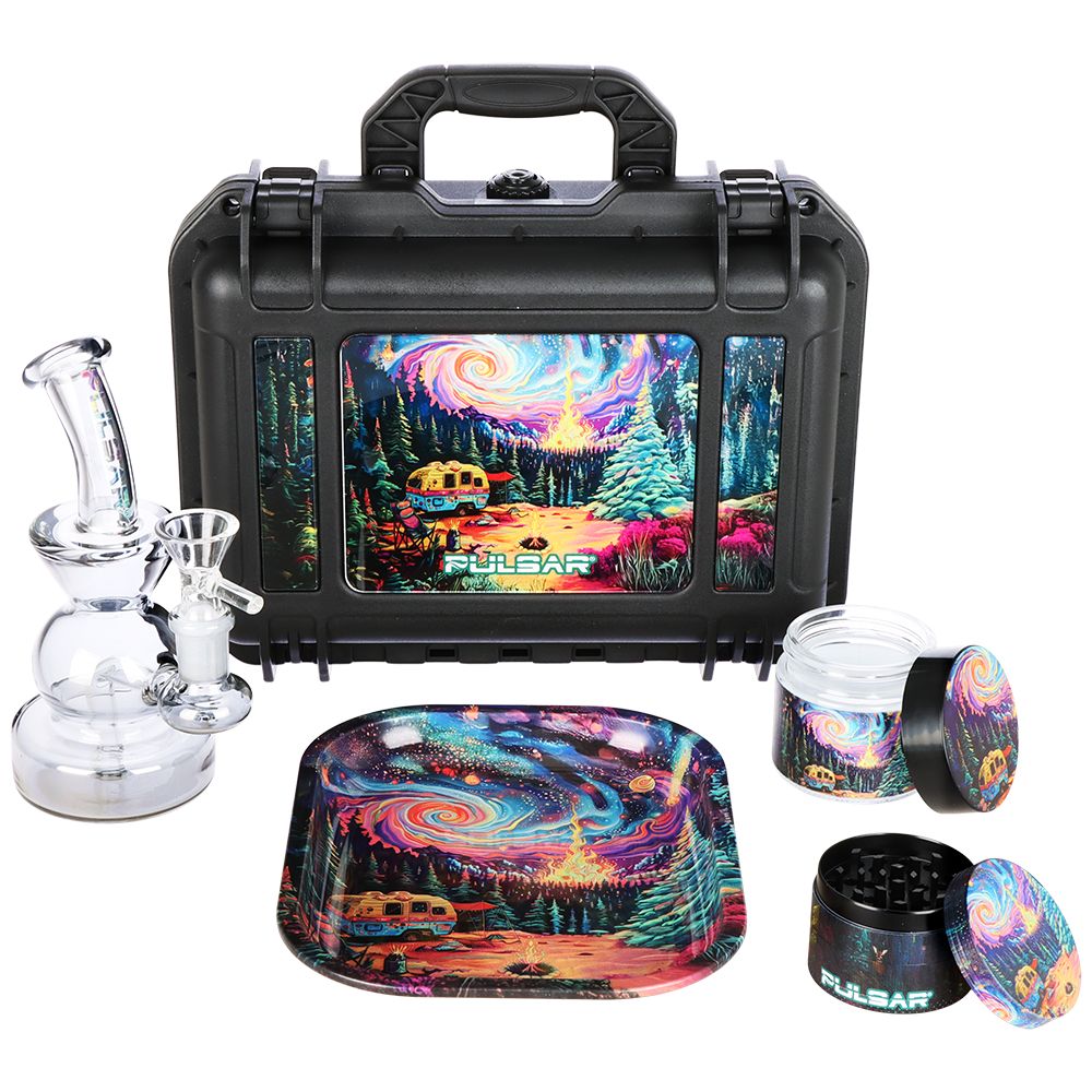 Pulsar Bent Neck Water Pipe Smoker's Hard Case Travel Set