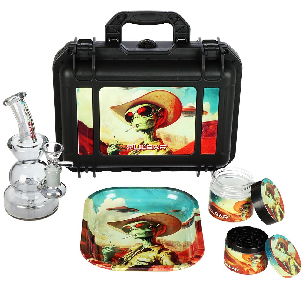 Pulsar Bent Neck Water Pipe Smoker's Hard Case Travel Set