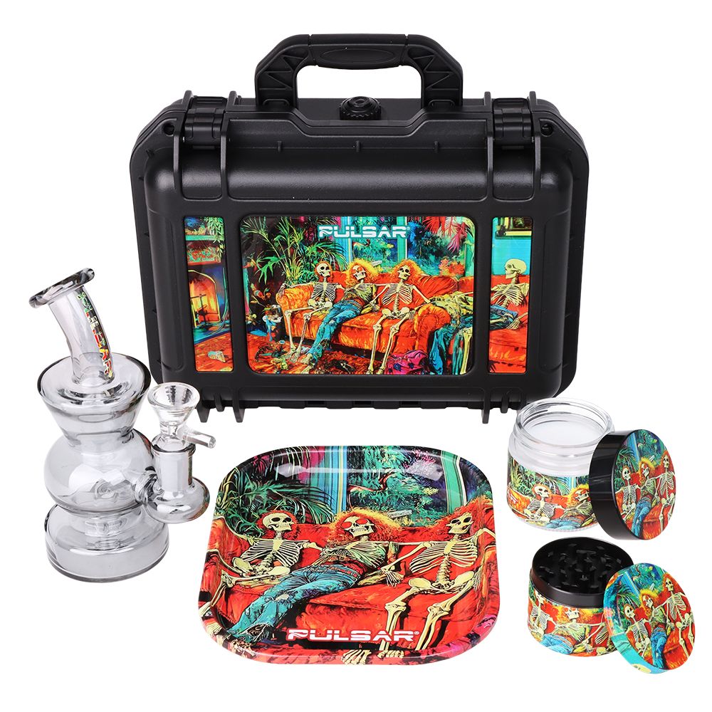 Pulsar Bent Neck Water Pipe Smoker's Hard Case Travel Set