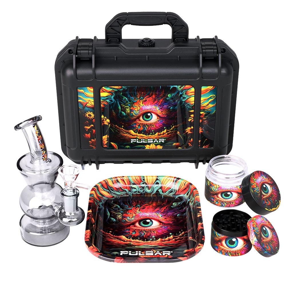 Pulsar Bent Neck Water Pipe Smoker's Hard Case Travel Set