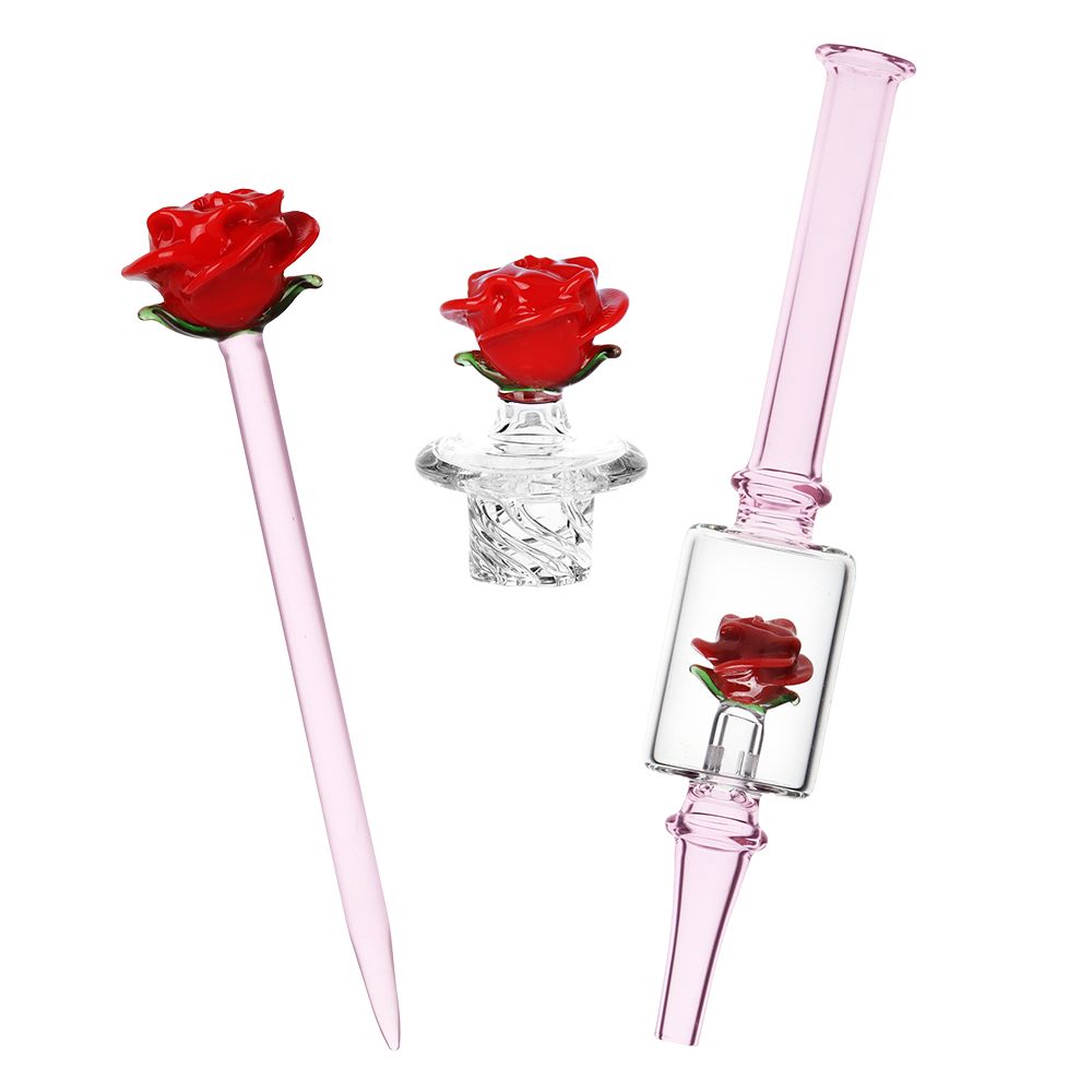 Pulsar Valentine's Rose Glass Dab Rig Set