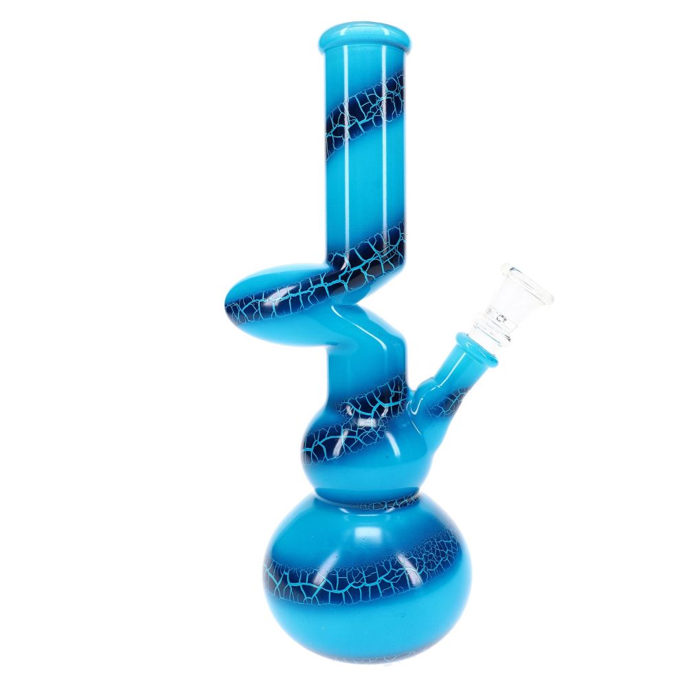 Zig Zag Crackle Paint Glass Beaker Bong Colorquake 10″