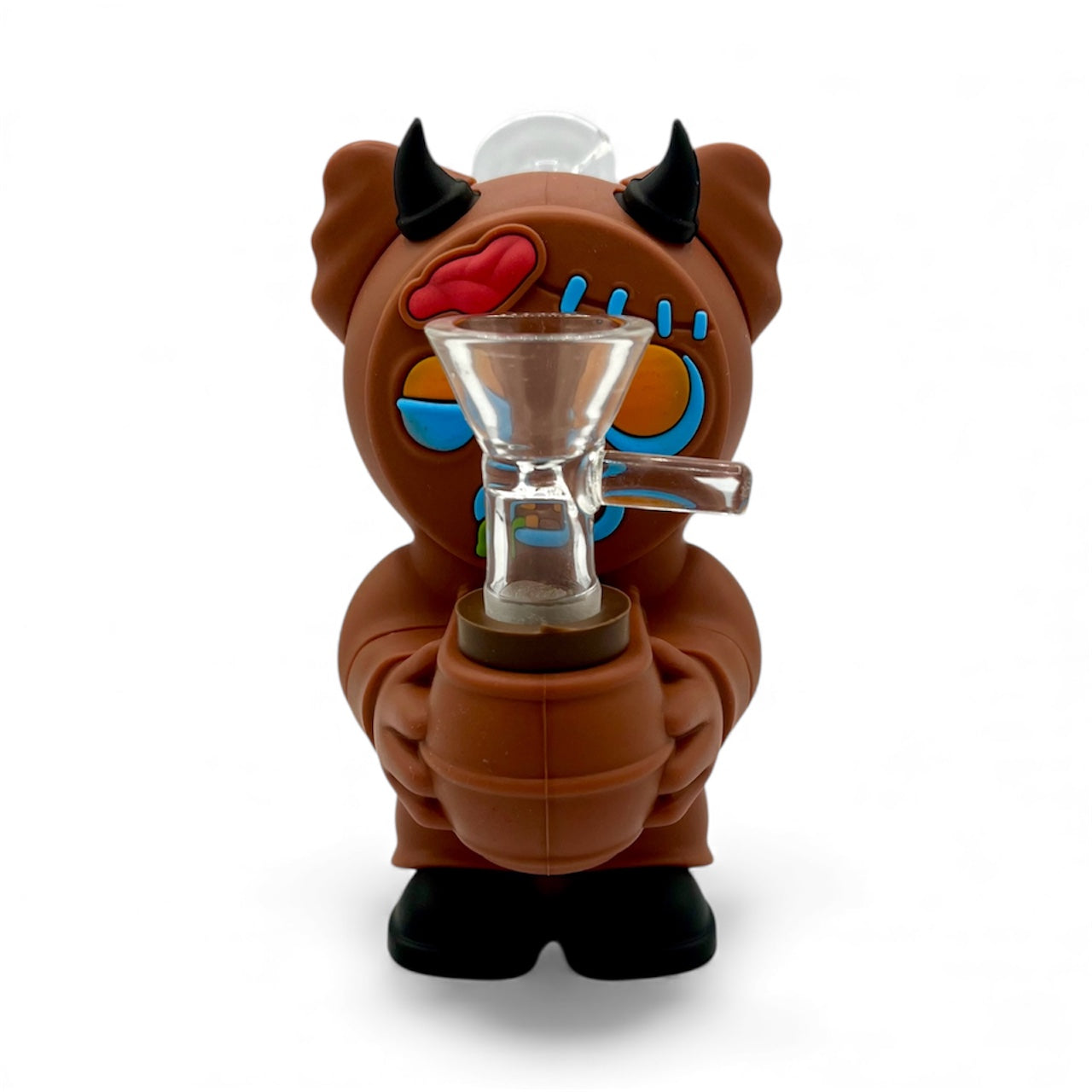 Front view of Zombie Gingerbread Man smoking pipe with details