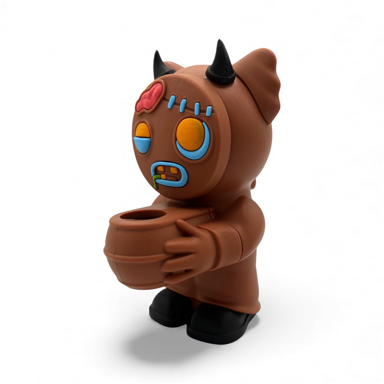 Left side view of Zombie Gingerbread Man silicone bong