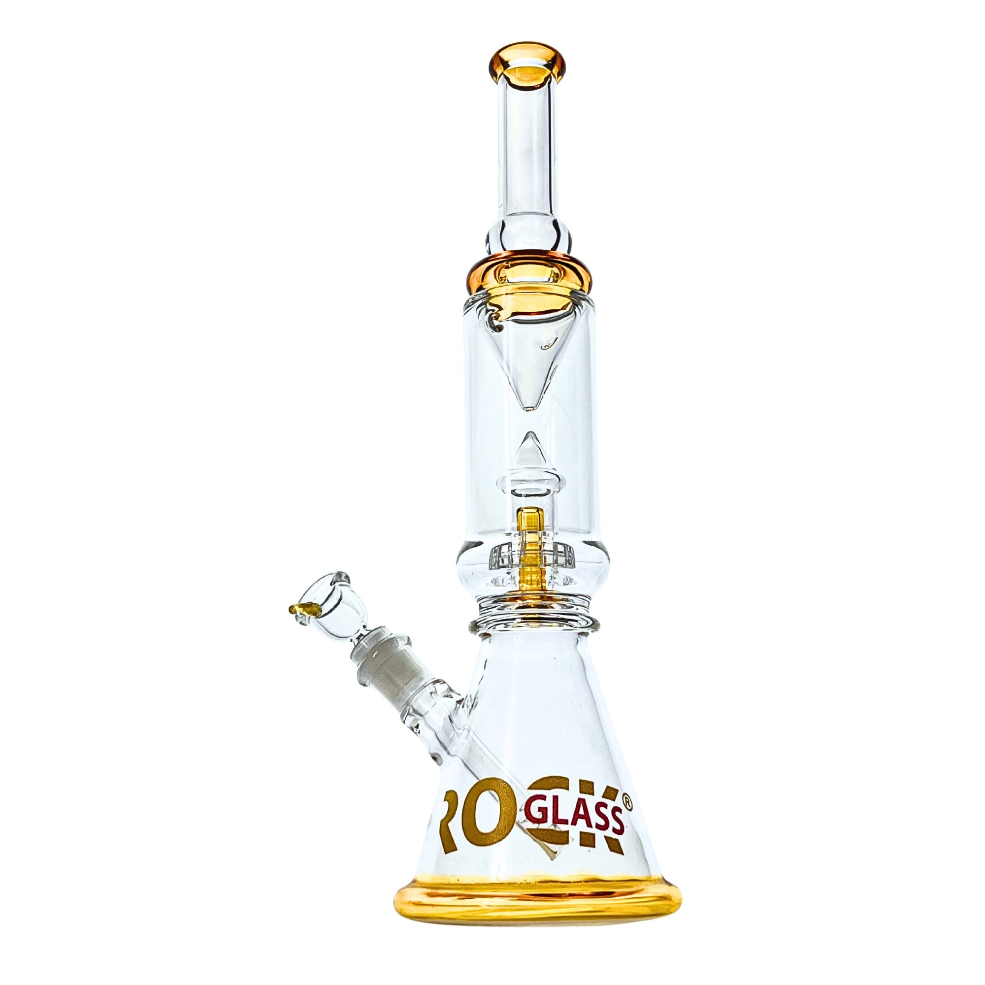 Ascension Beaker Bong with Inverted Cone Perc, yellow color