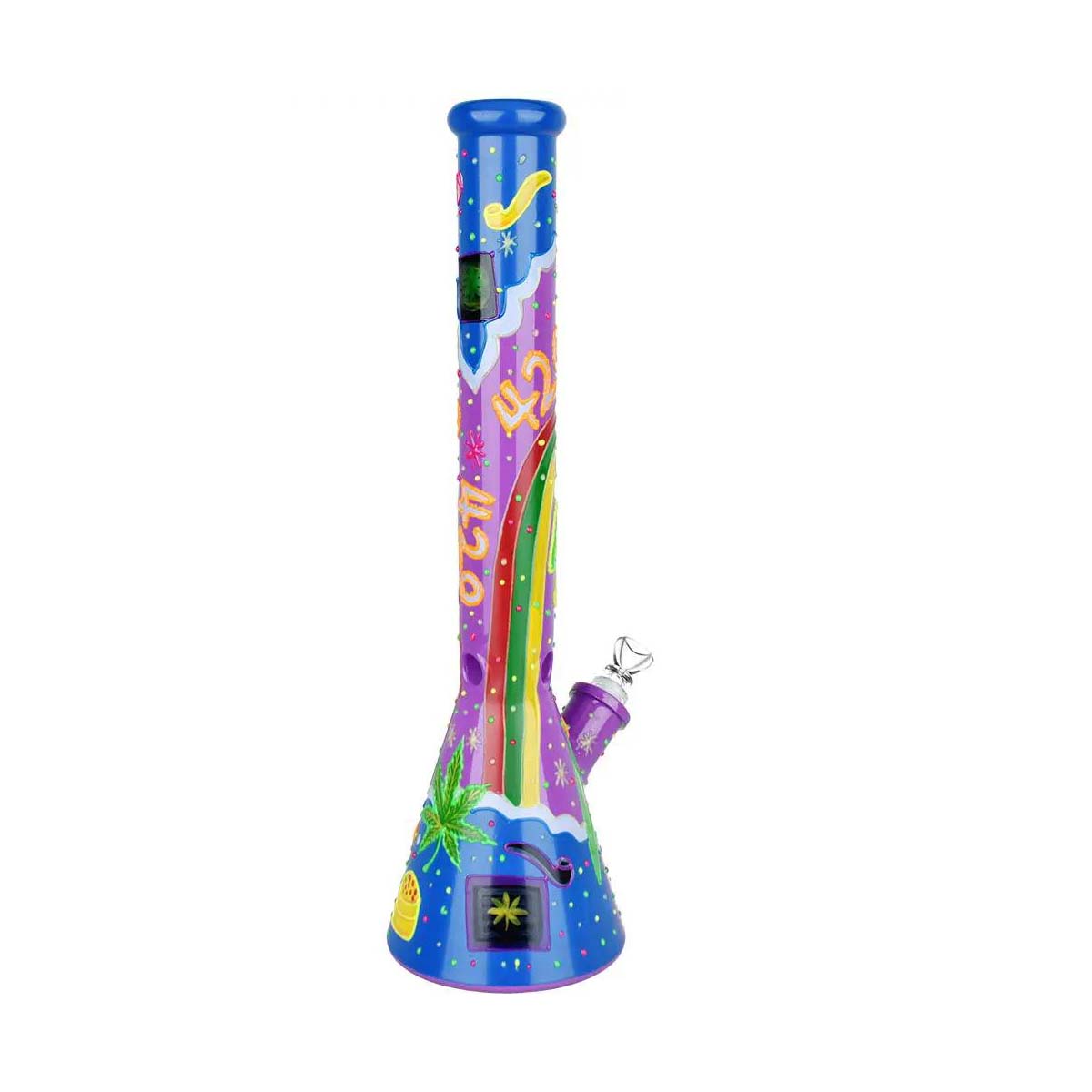 Beach Vibes 420 Painted Big Beaker Bong 18&quot;