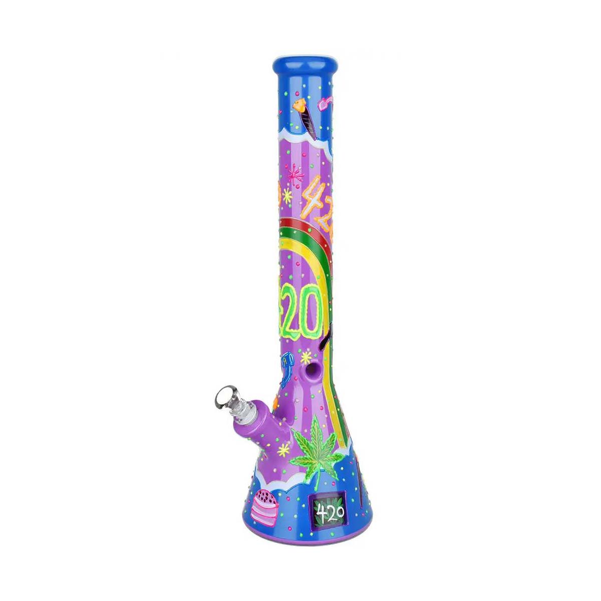 Beach Vibes 420 Painted Big Beaker Bong 18"