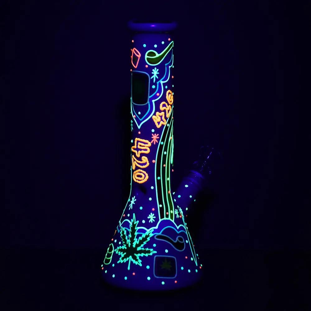 Beach Vibes 420 Painted Glass Beaker Bong