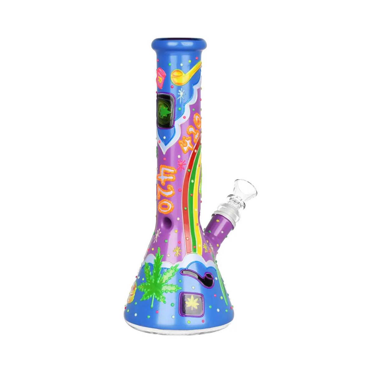 Beach Vibes 420 Painted Glass Beaker Bong