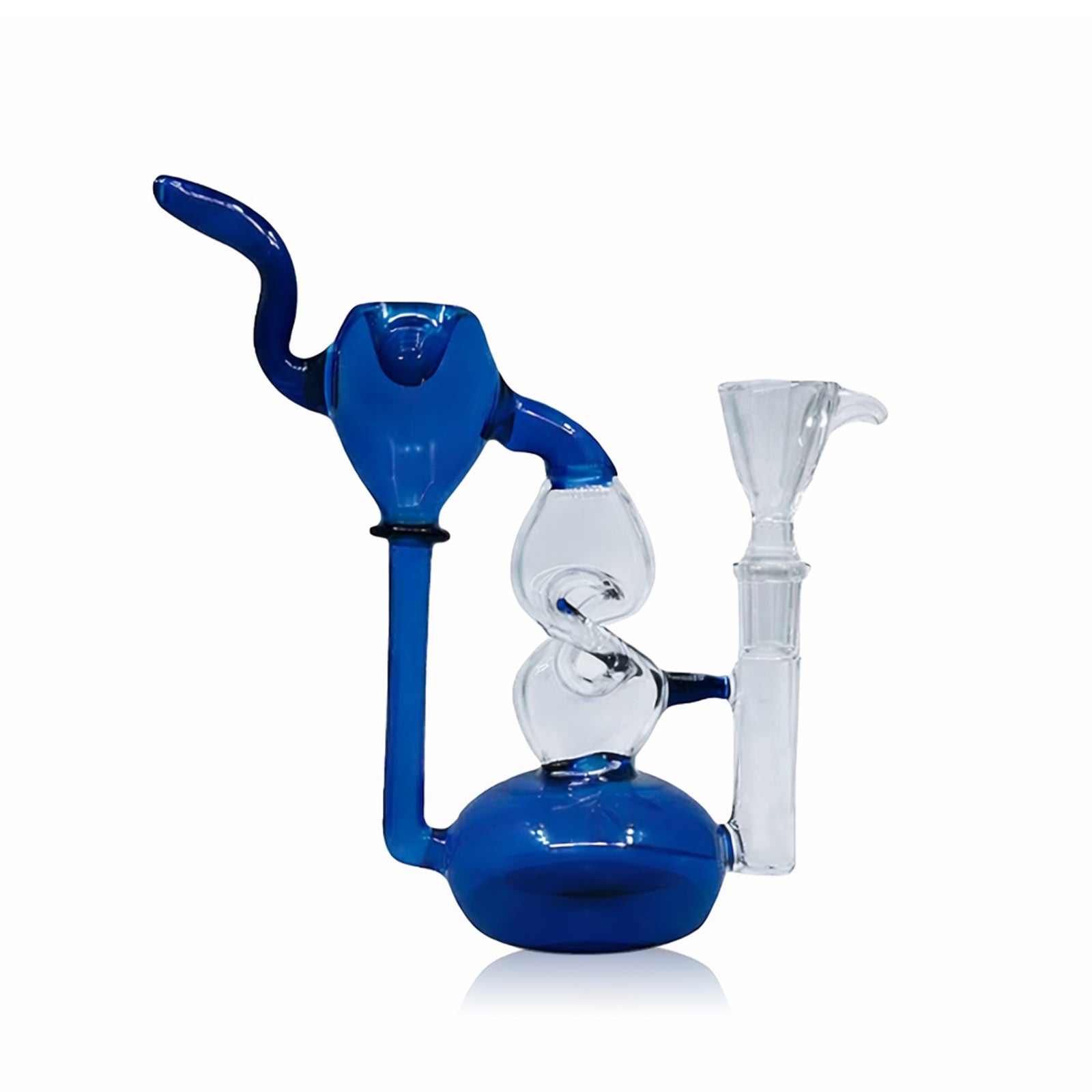 8" Blue Glass Recycler Water Pipe