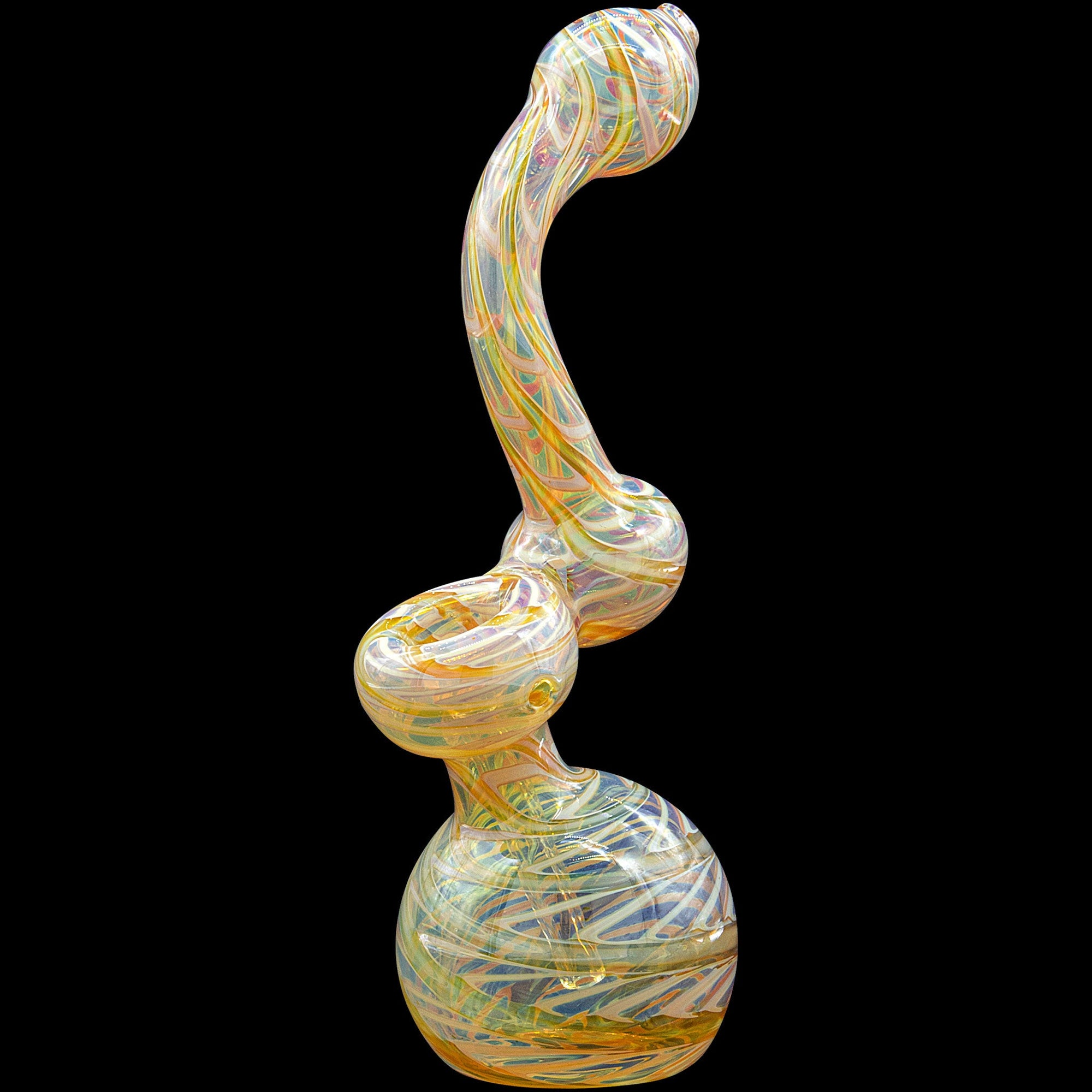 Bubble Lock Color Raked Sherlock Bubbler Pipe in Caramel, front view