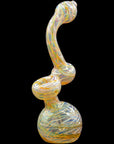 Bubble Lock Color Raked Sherlock Bubbler Pipe in Caramel, front view