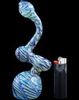 Bubble Lock Color Raked Sherlock Bubbler Pipe in Cobalt Blue