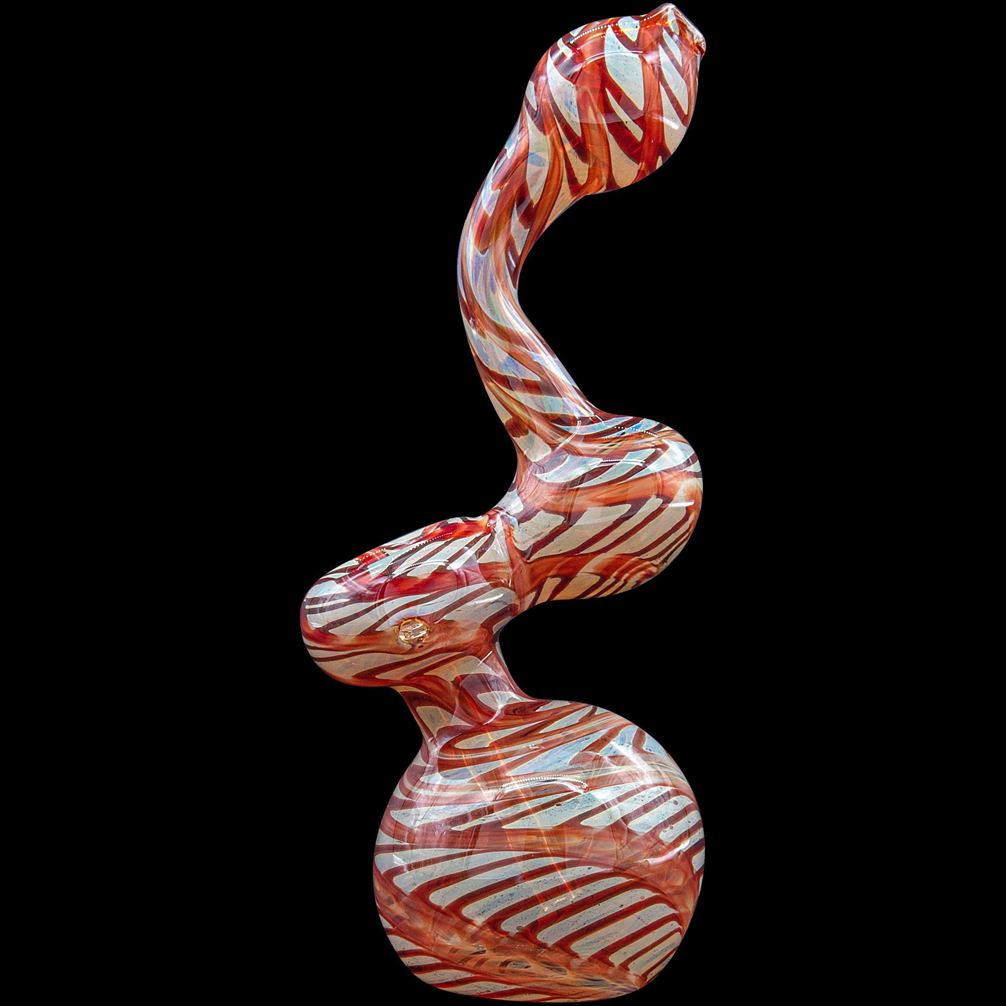 Bubble Lock Color Raked Sherlock Bubbler Pipe in Ruby Red