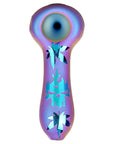 Leaves & Skulls Electroplated Glass Pipe - 4" / Colors Vary