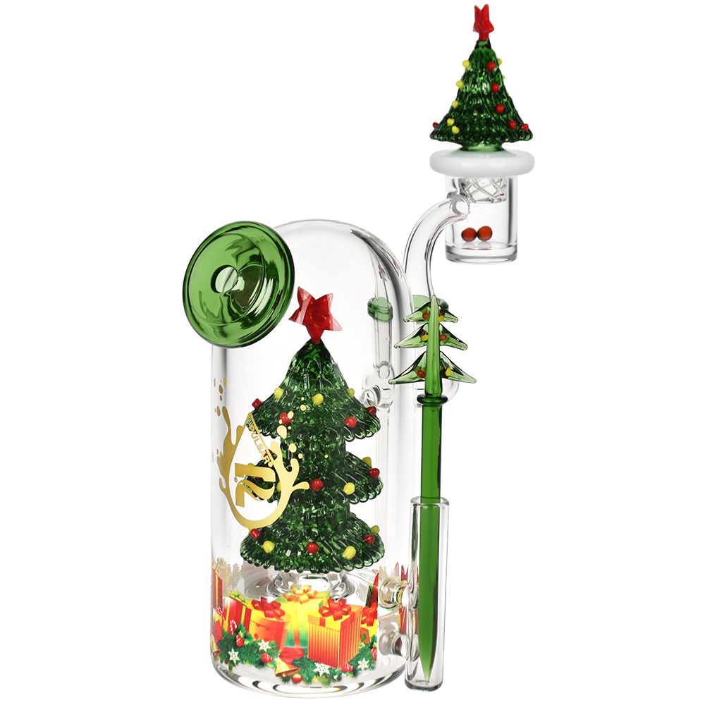 Back view of Christmas Tree Glass Dab Rig
