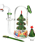 Christmas Tree Glass Dab Rig Set showing all included components and accessories
