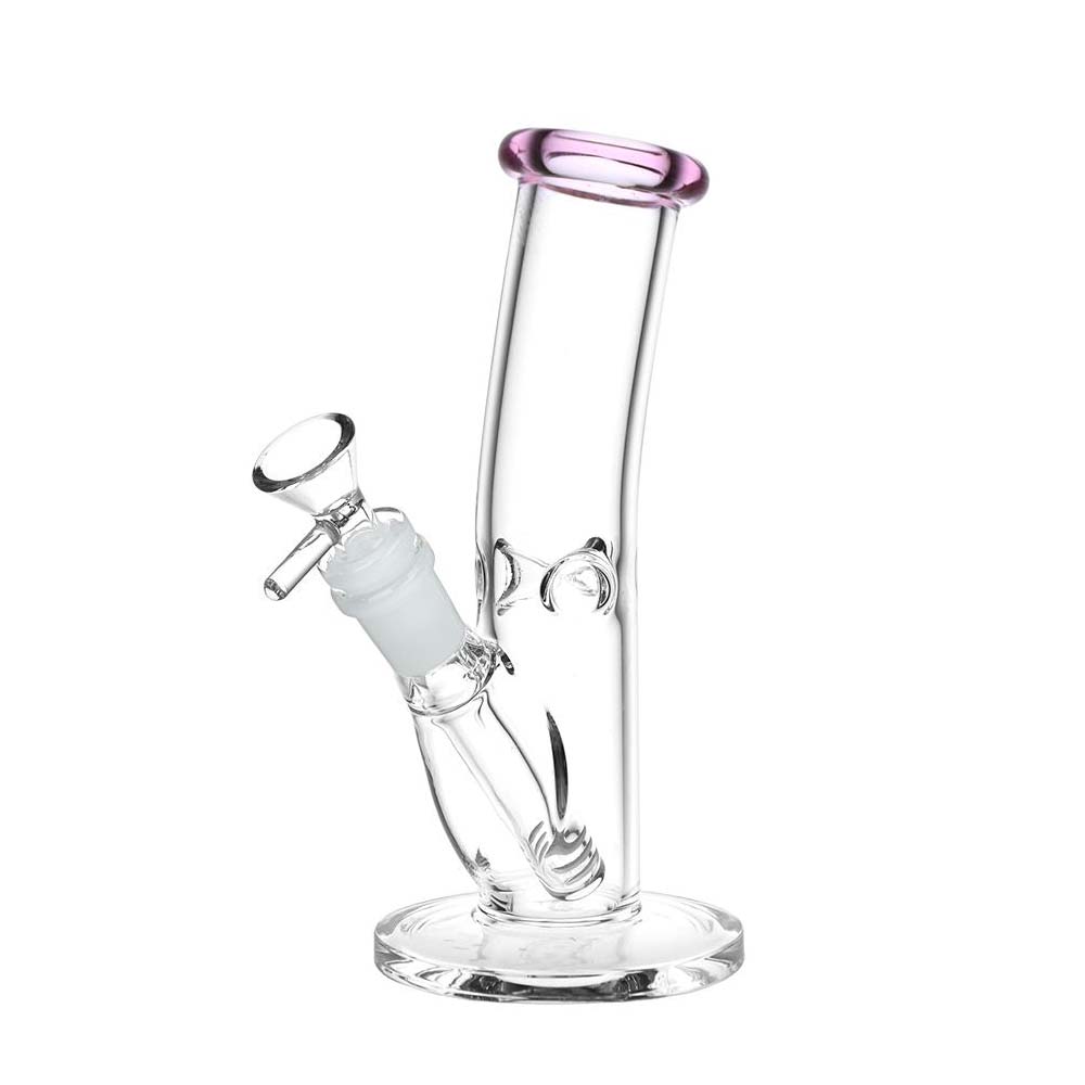 Classic Bent Neck Straight Tube Glass Water Pipe