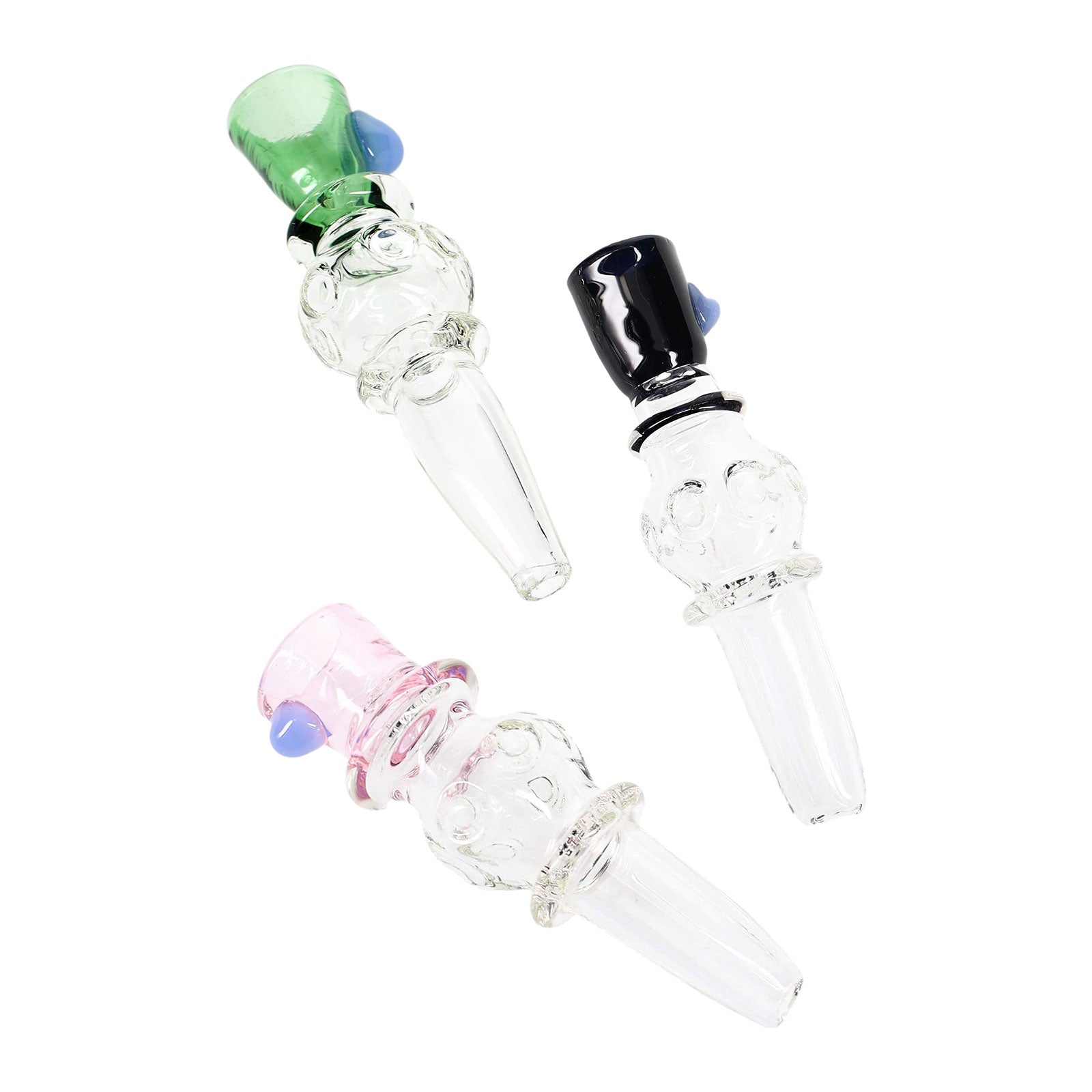4″ Clear Glass Chillum with Colored Bowl