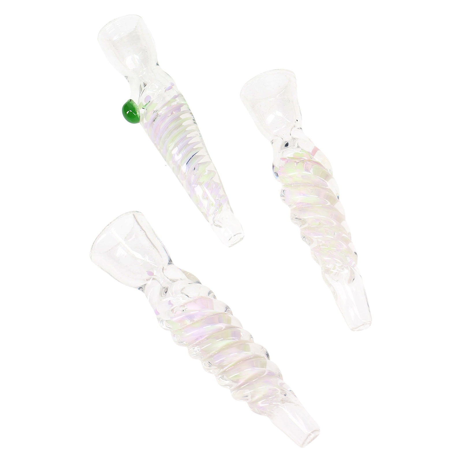 3.5″ Clear Twisted Frit Glass Chillum