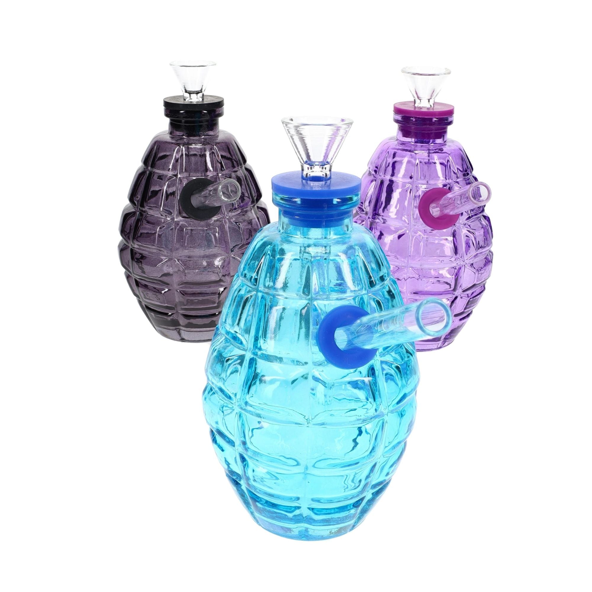 Colored Glass Grenade Bong “Blast Buddy” 3Pcs