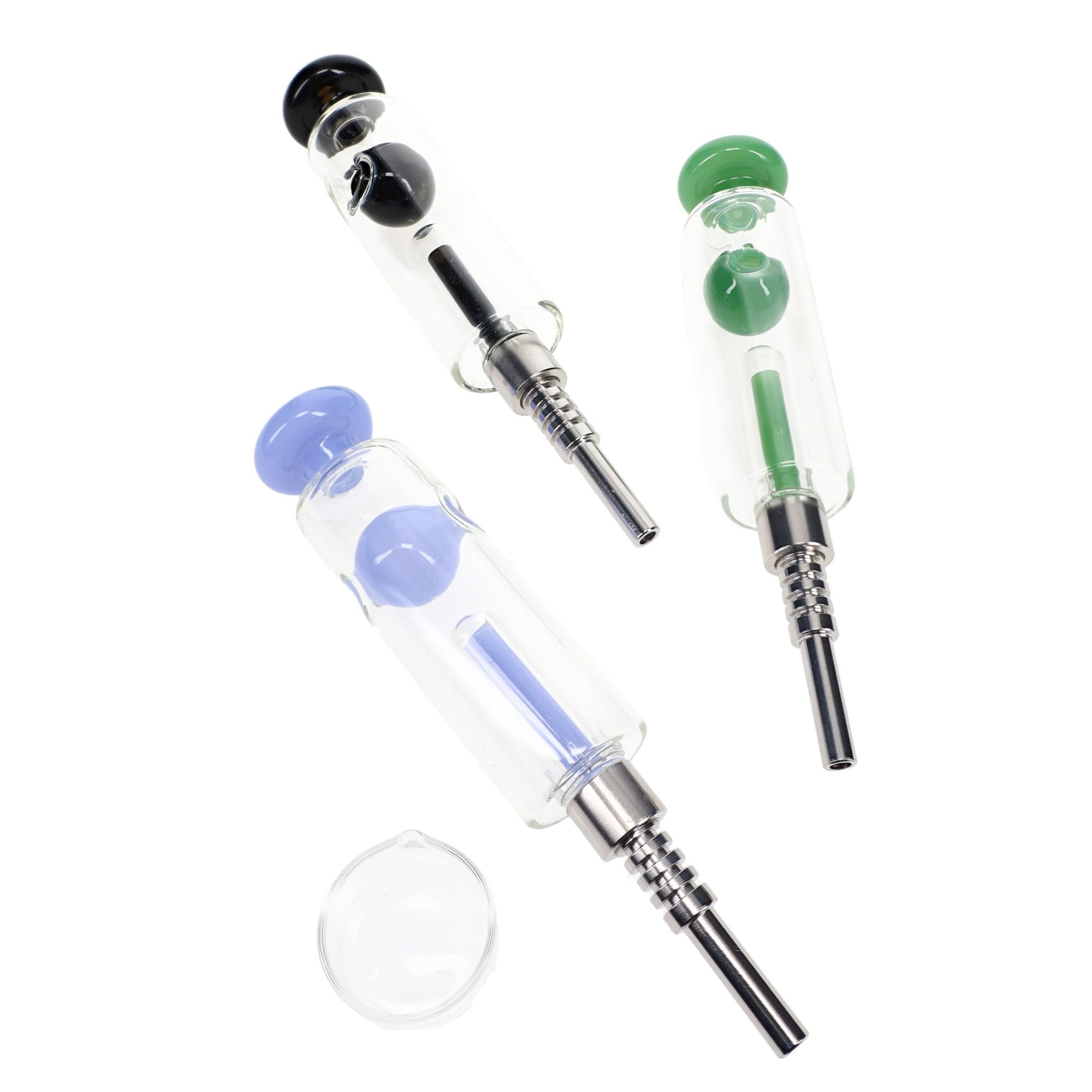 Colorful Glass Dab Straw “Orb Goblin” Metal Tip