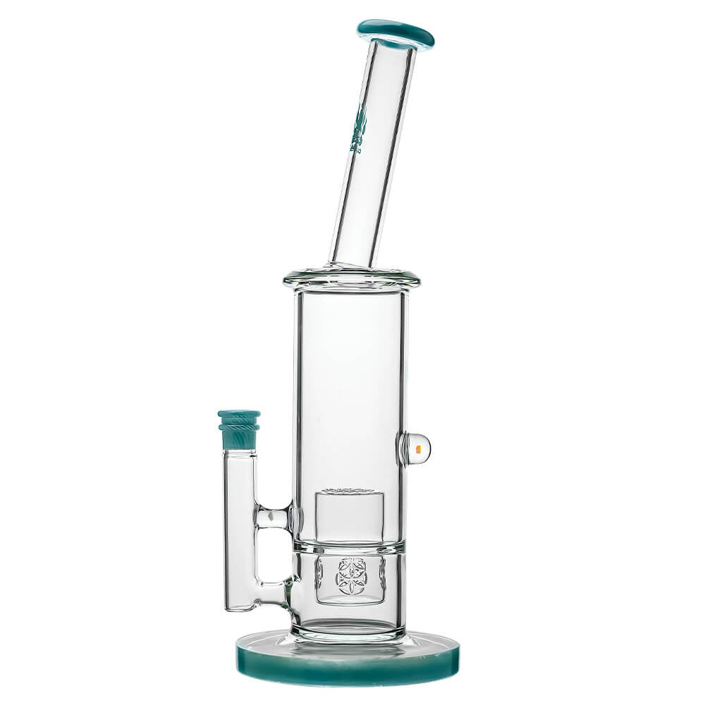 Colorful Straight Tube Glass Bong Seed of Life Perc Aqua