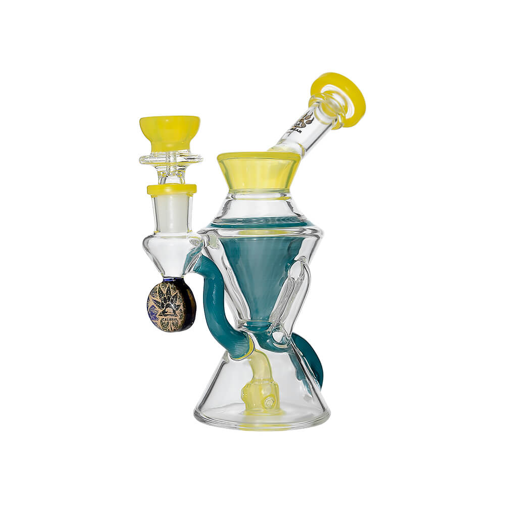 Conical Recycler Dab Rig in lemon candy glass