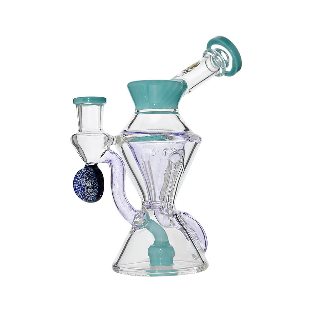 Conical Recycler Dab Rig in tiffany blue glass