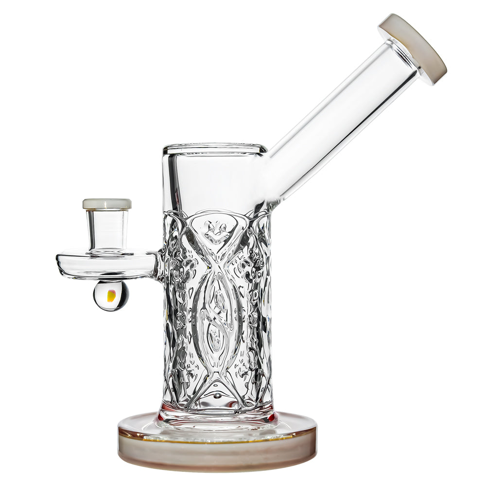 Crystal Engraved Straight Chamber Dab Rig Amber Color