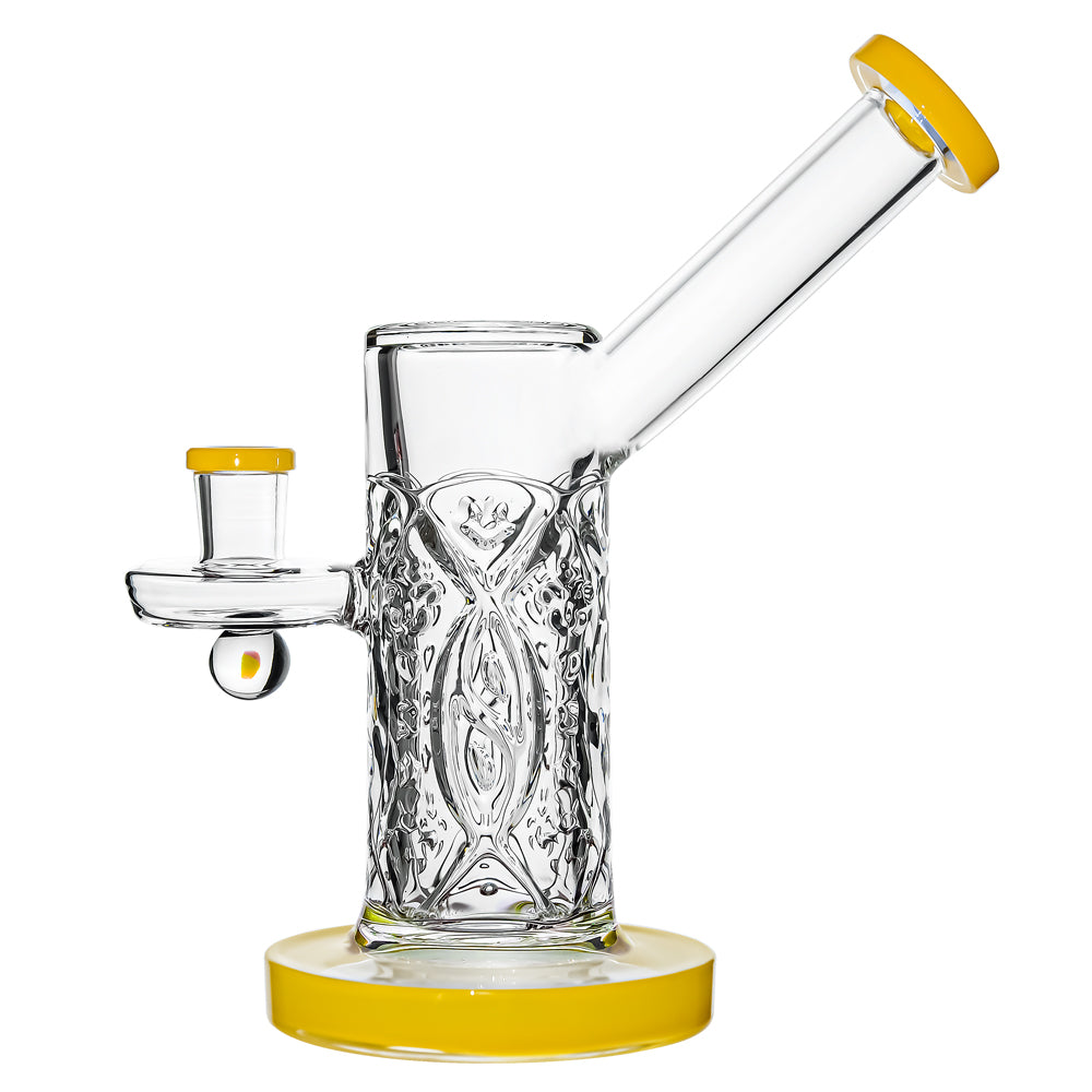 Crystal Engraved Straight Chamber Dab Rig Lemon Candy Color